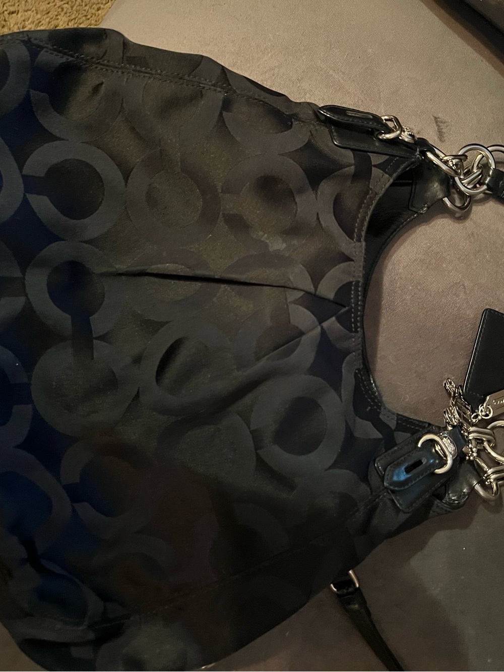 Coach Black Signature Jacquard Shoulder Bag with Silver Hardware - Picture 8 of 8